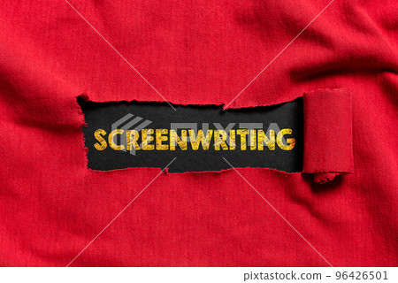 Conceptual display Screenwriting. Business concept the art and craft of writing scripts for media communication 96426501