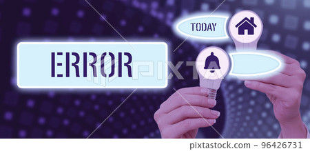 Inspiration showing sign Error. Word Written on failure or in deviation from the intended performance or behavior Inspiration showing sign Error. Word Written on failure or in deviation from the intended performance or behavior 96426731