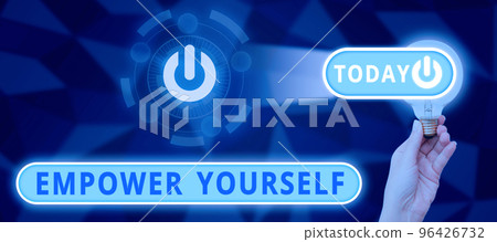 Hand writing sign Empower Yourself. Internet Concept giving you the power to take control of your own destiny 96426732