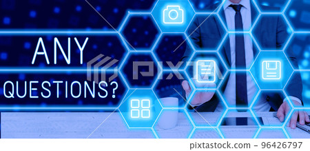 Conceptual display Any Questions Question. Word for Allowing any interrogative statement from a group of 96426797