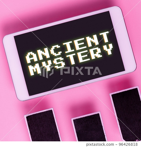 Conceptual caption Ancient Mystery. Word for anything that is kept secret or remains unexplained 96426818