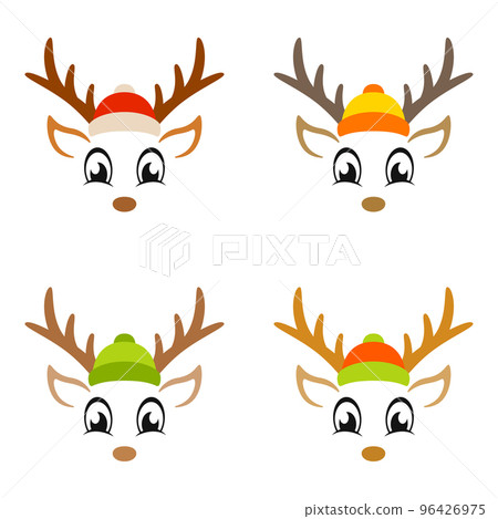 Set of Reindeer Face in flat style isolated Set of Reindeer Face in flat style isolated 96426975