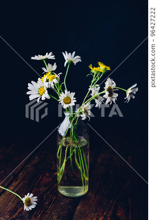 Bouquet of little chamomile flowers in bottle 96427222