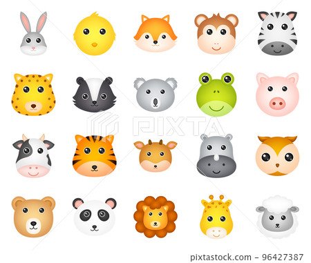 Set of cute wild animals 96427387