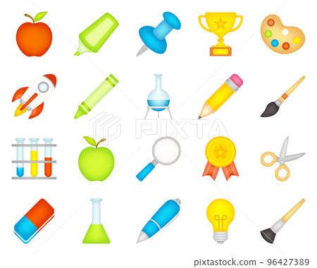 Set of cute school supplies 96427389