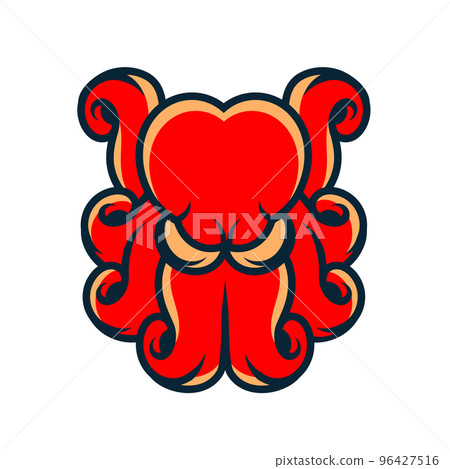 Tentacles of an octopus. Hand drawn vector illustration in engraving technique isolated on white 96427516