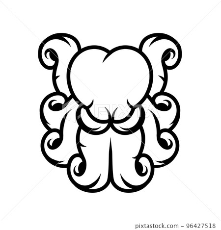 Tentacles of an octopus. Hand drawn vector illustration in engraving technique isolated on white 96427518