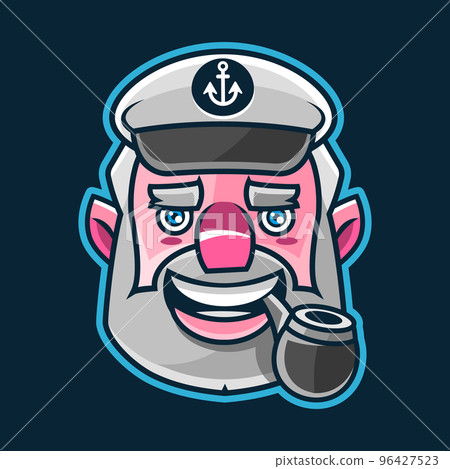 Bearded ship captain or skipper with a pipe and peaked cap for marine nautical logo design Bearded ship captain or skipper with a pipe and peaked cap for marine nautical logo design 96427523