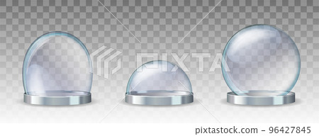 Set of Empty glass showcases on transparent background. Mockup object 96427845