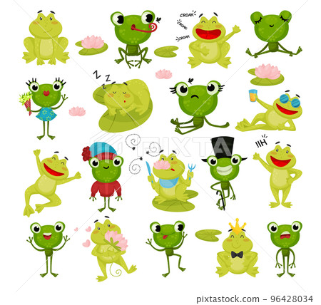 Cute frog characters set. Adorable funny little... - Stock Illustration  [96428034] - PIXTA