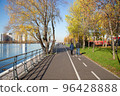 park and autumn trees near Moscow river 96428888