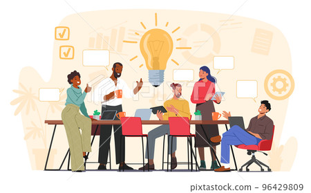 Brainstorming Team Concept. Business People Discussing Idea on Board Meeting in Office. Teamwork Project Development 96429809