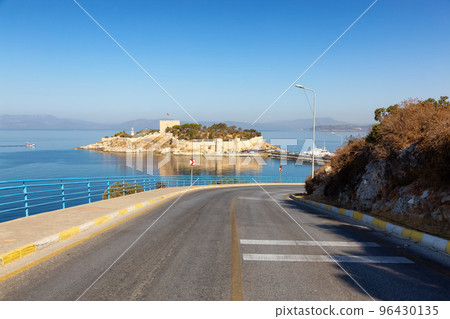 Road and Historic Landmark, Kusadasi Castle, in a Touristic Town by the Aegean Sea. Kusadasi, Turkey Road and Historic Landmark, Kusadasi Castle, in a Touristic Town by the Aegean Sea. Kusadasi, Turkey 96430135
