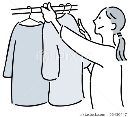 衣架上有衣服的女人 96430447