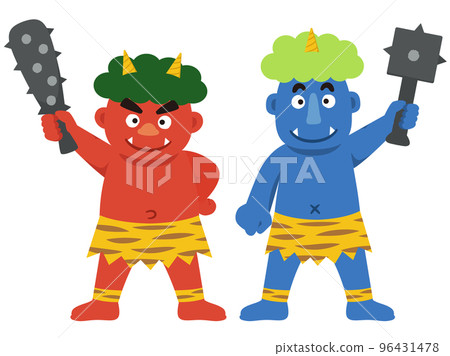 Red demon and blue demon _ Setsubun _ whole body Red demon and blue demon _ Setsubun _ whole body 96431478