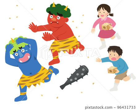 鬼鬼帶著孩子扔豆子跑了_Setsubun 鬼鬼帶著孩子扔豆子跑了_Setsubun 96431733