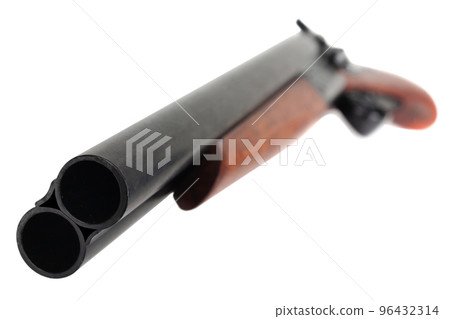 Illegal crime weapon. Sawn-off shotgun Illegal crime weapon. Sawn-off shotgun 96432314