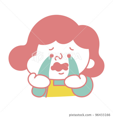 Simple Illustration material of a comical female character crying out loud 96433166