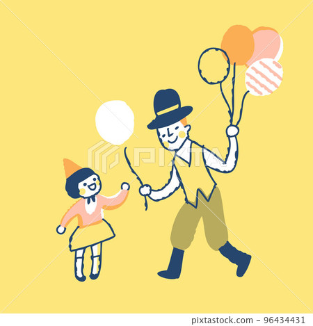 街頭藝人遞氣球給女孩 96434431