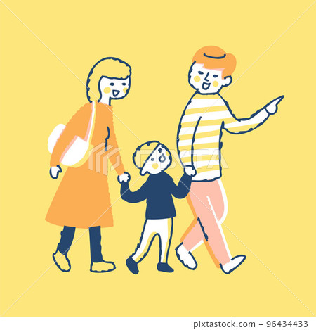 一家三口手牽手走 96434433