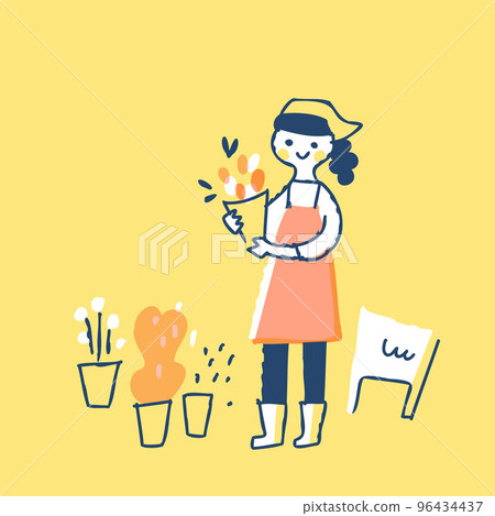 Florist woman holding a bouquet 96434437