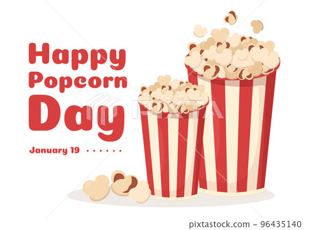 National Popcorn Day on January 19th with a Big Box of Red and White Stripe in Flat Cartoon Background Hand Drawn Templates Illustration National Popcorn Day on January 19th with a Big Box of Red and White Stripe in Flat Cartoon Background Hand Drawn Templates Illustration 96435140