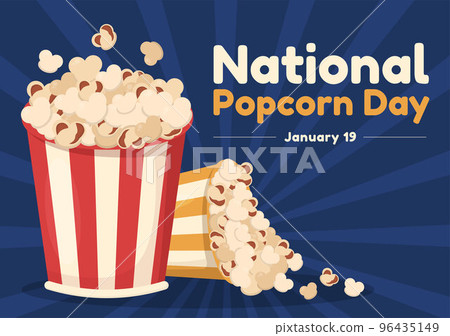 National Popcorn Day on January 19th with a Big Box of Red and White Stripe in Flat Cartoon Background Hand Drawn Templates Illustration National Popcorn Day on January 19th with a Big Box of Red and White Stripe in Flat Cartoon Background Hand Drawn Templates Illustration 96435149
