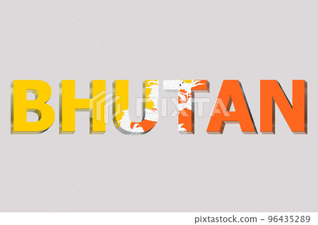 3D Flag of Bhutan on text 96435289