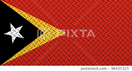 3D Flag of East Timor on a metal 96435325