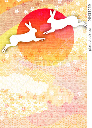 Rabbit New Year's card Japanese pattern background 96435969
