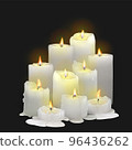 Set of burning white candles on a transparent background 96436262