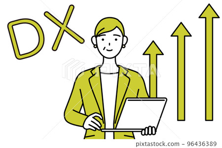 Image of DX conversion, senior woman in suit who succeeded in business improvement, female manager / career woman 96436389