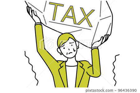 Senior woman in a suit suffering from tax increase, female manager/career woman Senior woman in a suit suffering from tax increase, female manager/career woman 96436390