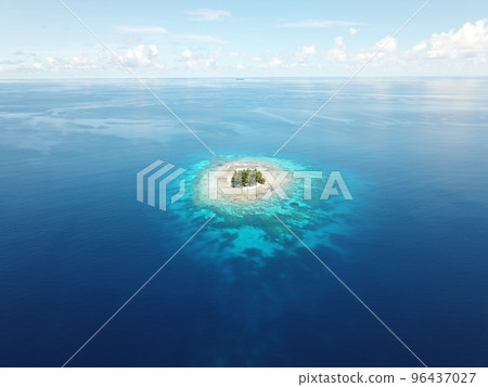 Uninhabited island JEEP island in Chuuk, Micronesia. Here is the world's greatest wreck diving destination.Uninhabited island Fonom island in Chuuk, Micronesia. Here is the world's greatest wreck div 96437027