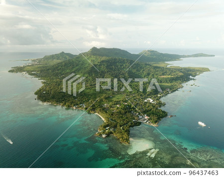 Main island Weno of Truk lagoon, Chuuk Truk lagoon is the World's wreck diving destination Chuuk state of Federated States of Micronesia. 96437463