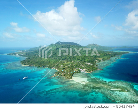 Main island Weno of Truk lagoon, Chuuk Truk lagoon is the World's wreck diving destination Chuuk state of Federated States of Micronesia. 96437484