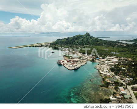 Main island Weno of Truk lagoon, Chuuk Truk lagoon is the World's wreck diving destination Chuuk state of Federated States of Micronesia. 96437505