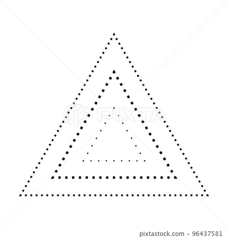 Tracing triangle shape broken line element for preschool, kindergarten and Montessori kids prewriting, drawing and cutting practice activities in vector illustration 96437581