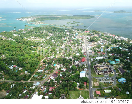 Kolonia town aerial view in Pohnpei, Federated States of Micronesia 96437627