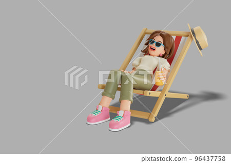 Male and female tourists go on a motorcycle trip. 3D Render illustration 96437758