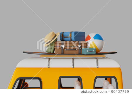 Male and female tourists go on a motorcycle trip. 3D Render illustration 96437759