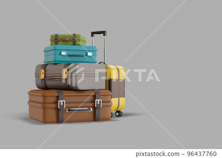 Male and female tourists go on a motorcycle trip. 3D Render illustration 96437760