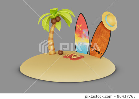 Male and female tourists go on a motorcycle trip. 3D Render illustration 96437765