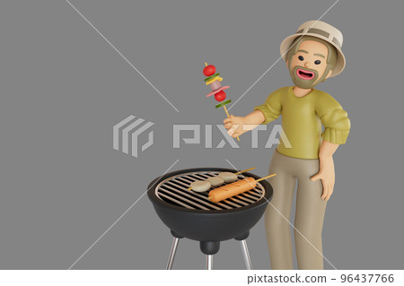 Male and female tourists go on a motorcycle trip. 3D Render illustration 96437766