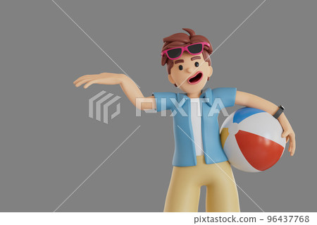 Male and female tourists go on a motorcycle trip. 3D Render illustration 96437768