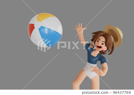 Male and female tourists go on a motorcycle trip. 3D Render illustration 96437769