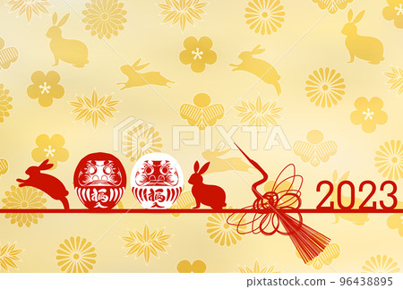 Rabbit New Year's card Japanese pattern background 96438895