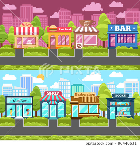 Shops and stores city street 96440631