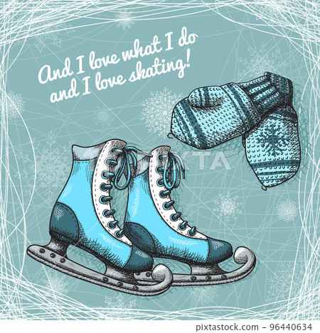 Skate and knitted wool mittens poster 96440634