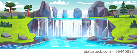 Waterfall cascade at summer nature landscape 96440858